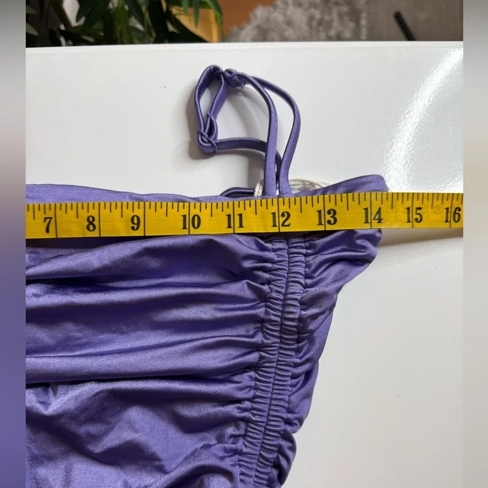 NWT Good American Metallic Purple One Piece Swimsuit Ruched Sz 2